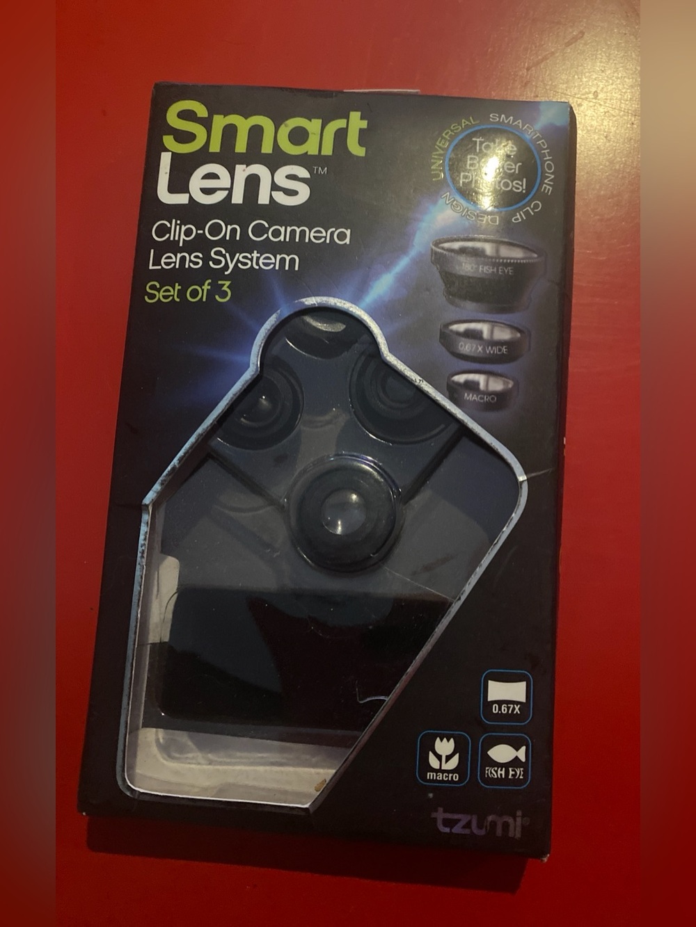 Tzumi SmartLens Clip On Camera Lens Kit Set of 3 Wide Macro Fish Eye